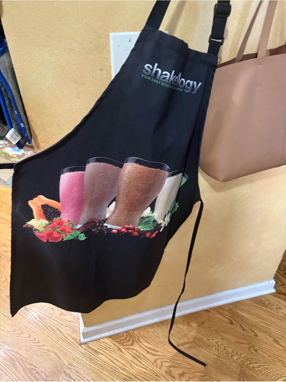 Black Promotional Apron with Smoothie Graphic